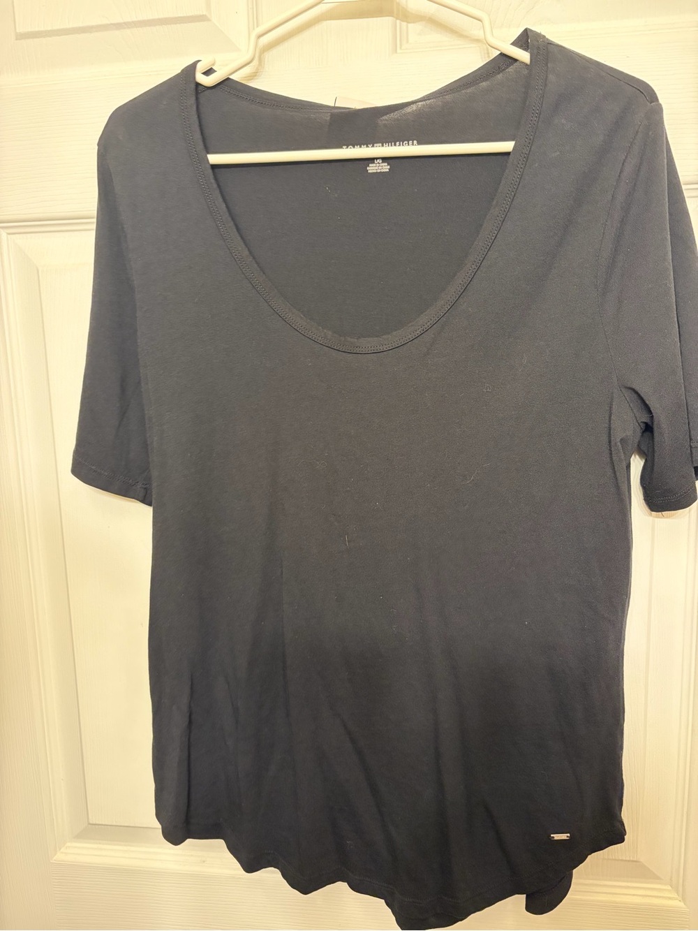 Tommy Hilfiger Black Scoop Neck Short Sleeve Tee